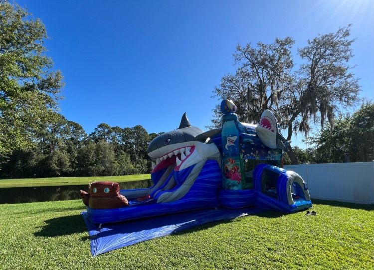 Shark Marble Combo Double Lane Inflated Pool Wet/Dry